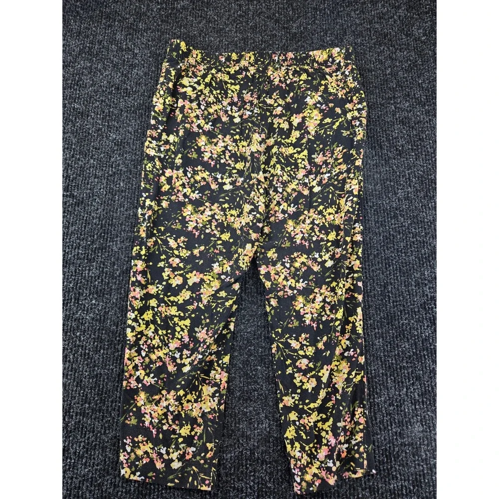 Jessica Simpson Womens Black Yellow Floral Elastic Waist Tapered Pants Large - Picture 7 of 8